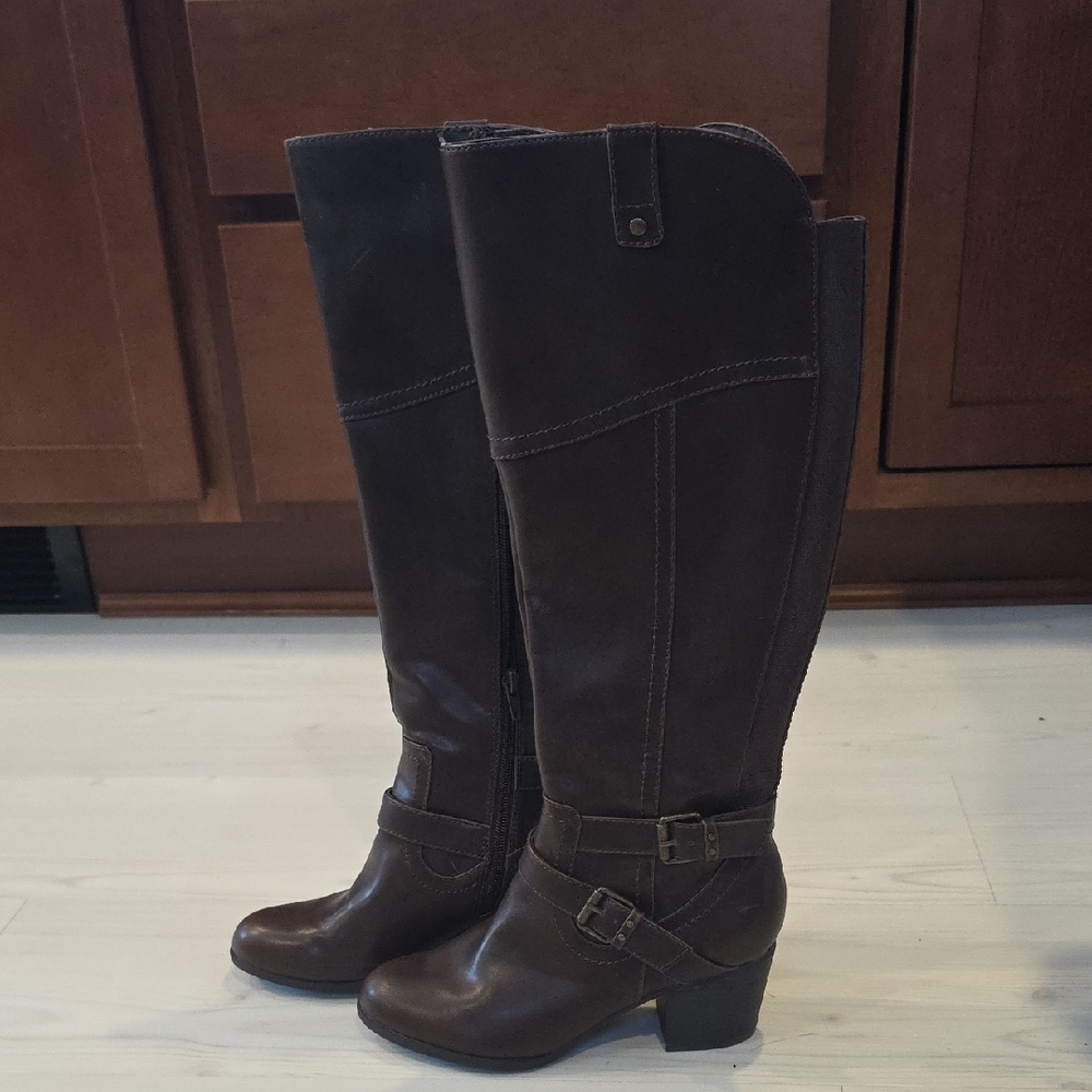 Brown Leather Knee-High Boots